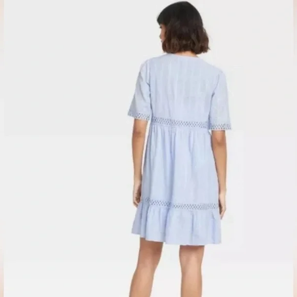 Knox Rose Light Blue Embroidered Dress Size Small - Picture 3 of 7